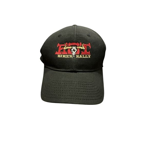 Rare Vintage 2009 ROT Biker Rally Black Embroidered Hat One Size Outhouse Design